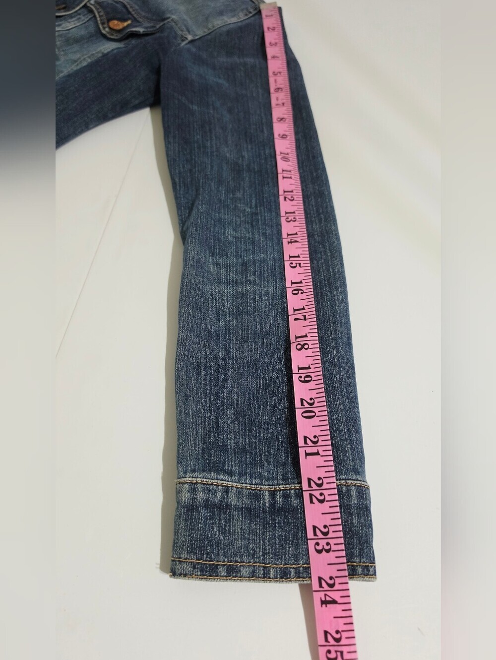 New York & Company Denim Jean Jacket Womens Size 4 Blue Fitted Stretch Trucker - Picture 9 of 12